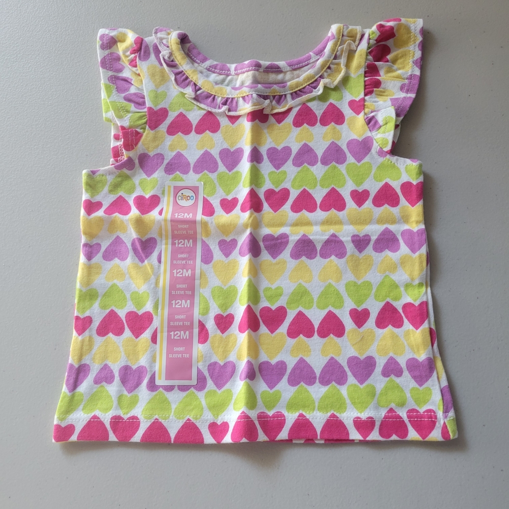 Circo Pink, Yellow, Purple and Green Heart Tank Top / 12 months